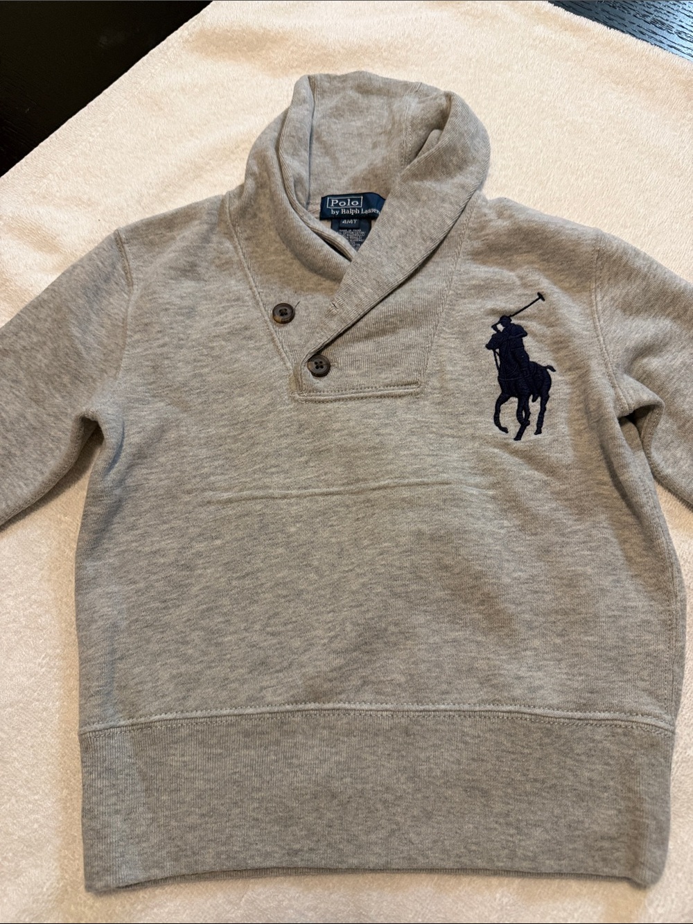 Polo by Ralph Lauren Light Grey Shawl Collar Sweatshirt with Navy Pony